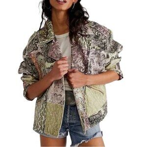 Free People Green Nadia Moto Jacket NWOT